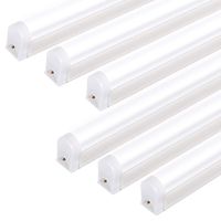 Hykolity Integrated LED T5 Single Light Fixture, 4FT, 22W, 2200lm, Upgraded 6500K, Linkable LED Shop Light Ceiling Tube, Corded Electric with Built-in ON/Off Switch (6 Pack)