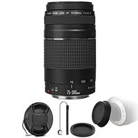 Canon EF 75-300mm f/4-5.6 III Lens + 58mm Rear & Front Lens Cap + Lens Cap + Lens Cap Holder