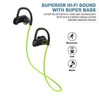 Newest 2018 Bluetooth Headphones Best Wireless Sport Earphones w/Mic IPX7 Waterproof HD Stereo Sweatproof Earbuds for Gym Running Workout for Men, Women 8-10 Hrs Battery Cancelling Headsets（Green）