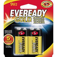 Eveready A522BP2CT Alkaline Battery, Economical, 9 Volt, 2BX/CT