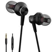 Earbud Headphones Wired, Stereo Noise Isolating Earphones with Microphone and Remote Control Comfort-Fit 3.5mm Jack in-Ear Ear Buds for Sports Fitness Compatible with iPhone Samsung Android PC, Black