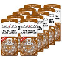 Rayovac Size 312 Extra Advanced Mercury Free Hearing Aid Batteries (80 Batteries)