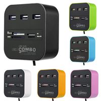 Xuprie USB 2.0 Hub 3 Ports USB Card Reader Hub 2.0 480Mbps For MS/M2/SD/MMC/TF USB Cables