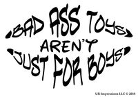 UR Impressions MBlk Bad Ass Toys aren't Just for Boys Lips Shaped Decal Vinyl Sticker Graphics for Cars Trucks SUV Vans Walls Windows Laptop|Matte Black|7.5 X 5 Inch|URI268-MB