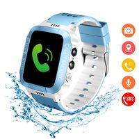 Kids Smartwatch with GPS Tracker IP67 Waterproof Smart Watch for Kids, Toddlers Phone Watch with Alarm Clocks (White and Blue)