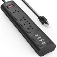 Bototek Power Strip Surge Protector with 4 AC Outlets and 4 USB Charging Ports, 6 Feet Long Extension Cord for Smartphone Tablets Home,Office, Hotel- Black
