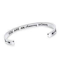 SAM & LORI Inspirational Cuff Bracelet Bangle Motivational Mantra Quote Stainless Steel Engraved Best Friend Sister Gift for Women (You are an amazing woman)