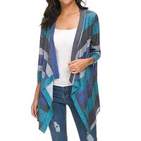 ANJUNIE Women Colorful Print Knitwear Casual Soft Cardigan Open Front Lightweight Sweater Loose Jacket(Green,XL)