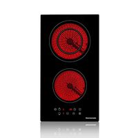 Electric Cooktop, thermomate 12 Inch Built-in Radiant Electric Stove Top, 240V Ceramic Electric Stove with 2 Burners, 9 Heating Level, Timer & Kid Safety Lock, Sensor Touch Control