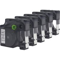 WonderTec 5 Pack Compatible DYMO D1 45013 S0720530 Label Tape, Black on White Labeling Tape Compatible for DYMO LabelManager 160, LabelManager 210D, LabelManager 260P, LabelManager 450D Printer, 12mm