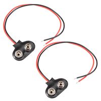 uxcell 2pcs DC 9V Battery Clip T-Type Soft Buckle Connector Lead Wire 15cm Long
