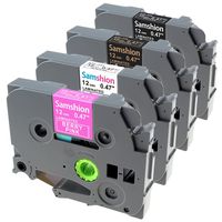 Samshion Compatible Label Tape Replacement for Brother 12mm 0.47 Inch TZe-MQP35 TZe-231 TZe-334 TZe-335 for Ptouch PT-H100 PT-D400 (White on Pink/Black on White/Gold on Black/White on Black), 4-Pack