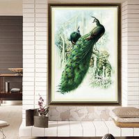 Faraway Peacock DIY Handmade Stamped Cross Stitch Kit Embroidery Kit Home Room Decor 74x96CM