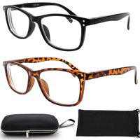 2 Pack Nearsighted Myopia Glasses, Driving Glasses for Men & Women (Strength: -2.50) + Free Hard Case Storage