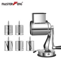 Rotary Cheese Grater, Manual Drum Grater with 5 Stainless Steel Drum Blades, Round Mandoline Drum Slicer Hand Cutter Graters for Kitchen Multi-Use