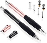 MEKO [2nd Gen] Universal Disc Stylus Pens, [2 in 1 Precision Series] for iPhone X/8/8plus iPad/iPad Pro/iPad Mini All Capacitive Touch Screens Bundle 6 Replacement Tips(2Pcs,Black/Rose Gold)