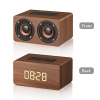 MODAR Bluetooth Speaker Digital Alarm Clock Wooden, V4.2 Portable Wireless 10W Dual Driver Speakers, 1500 mAh, LED Time Display, TF-Card, AUX, FM Radio (Brown Wood Grain)