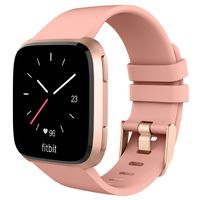 UMTELE for Fitbit Versa Bands, Silicone Replacement Sport Strap with Metal Buckle for Fitbit Versa, Large, Peach