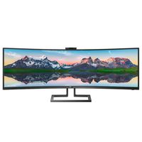 Philips Brilliance 499P9H 49" SuperWide Curved Monitor, Dual QHD 5120x1440 32:9, USB-C connectivity and built-in KVM Switch, Pop-Up Webcam, Height Adjustable, LightSensor, 4Yr Advance Replacement Warr