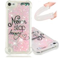 LEECOCO Case iPod Touch 6 Bling Glitter Liquid Sparkle Floating Crystal Printing Flower TPU Silicone Rubber Bumper Shockproof Protective Case Cover iPod Touch 5th YB-LS Never Stop