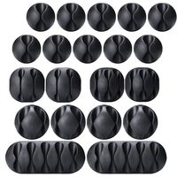 20 Pack Multipurpose Black Cable Clips Viaky Cord Management System, for Organizing Cable Cords Home and Office, Self Adhesive Cord Holders Desk Cable Organizer