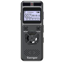 Digital Voice Activated Recorder,Yaergor 8GB 1536Kbps Sound Audio Recorder Dictaphone for Lectures Meetings Interviews,Double Stereo Microphone