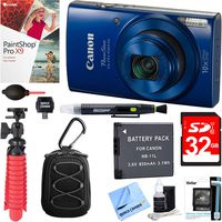 Canon PowerShot ELPH 190 is Digital Camera with 10x Optical Zoom (Blue) + 32GB Deluxe Accessory Bundle