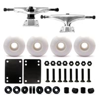 VJ 5.0 Skateboard Trucks (Silver), Skateboard Wheels 54mm, Skateboard Bearings, Skateboard Pads, Skateboard Hardware 1" (54mm White)