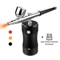 COSSCCI Handheld Airbrush Kit, Portable Mini Air Brush Spray Gun with Compressor Kit Single Action Airbrush Paint Set for Cake Decorating Makeup Art Nail Model Painting Tattoo Manicure (Black)