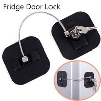 Refrigerator Lock, Fridge Lock with Keys, Freezer Lock and Child Safety Cabinet Lock with Strong Adhesive (Fridge Lock-Black 1Pack)