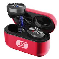 SZSAGO TWS Bluetooth 5.0 Wireless Earbuds Headset W5s True Wireless Earphones for iPhone/Samsung IPX7 Waterproof Smart Bluetooth Headphones Headsets with Patented Intelligent Metal Charging case(Red)