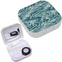 Portable Contact Lens Case Box Travel Kit Mirror + Bottle + Tweezers Container Holder [ Waves On River ]