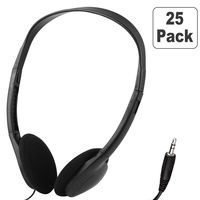 Wholesale Bulk Headphones 25 Pack for Kids,Classroom,Labs,Students and Adults - Black