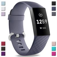 Hamile Bands Compatible with Fitbit Charge 3, Waterproof Replacement Watch Strap Fitness Sport Band Wristband for Fitbit Charge 3, Small, Blue Gray