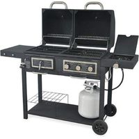 Durable Outdoor Barbeque & Burger Gas/charcoal Grill Combo Comes with a Chrome Plated Warming Rack and a Porcelain Heat Plate,3-burner Grill with Integrated Ignition and Also Has a Handy Tool Holders