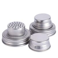 Mason Jar Shaker Lids,2 Pack Stainless Steel Cocktail Shaker Lid Spice Shaker Lid Salt Pepper Shakers Lids with Silicone Seals for Regular Mouth Mason Jars Canning Jars