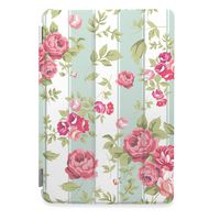 CasesByLorraine Apple iPad Mini 4 Case, Mint Stripes Floral Rose Print Stylish Smart Cover for iPad Mini 4 with auto Sleep & Wake Function - P26
