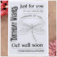 KWELLAM Words Just for you Thinking of you Get well soon Congratulations Birthday Wishes Dragonfly Clear Stamps for Card Making Decoration and DIY Scrapbooking
