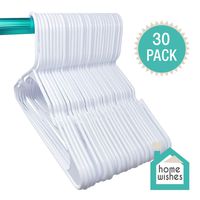 Plastic Clothes Hangers Ideal for Everyday Use, Clothing Hangers, Standard Hangers, White Hangers (30 Pack)