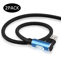 Micro USB Cable Fast Charger High Speed Data Android Cable (2-Pack,6Ft) Nylon Braided Right Angle Cord for Samsung, Kindle, Android Smartphones, Galaxy S7 Edge, Moto G5, PS4 and More