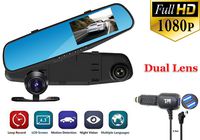 T3MCO FHD Dash Cam 4.3" Mirror Dash Cam New (2018) Dual Lens Dash Camera 1080p Full HD Free Rear Camera 170 Degree Wide Angle 11ft Charging Cable with Dual Port USB Car Charger + FREE Dash Cam Sticker