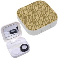 Portable Contact Lens Case Box Travel Kit Mirror + Bottle + Tweezers Container Holder [ Fabric Papers Tiles ]