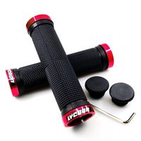 LYCAON Bike Handlebar Grips, Non-Slip-Rubber Bicycle Handle Grip with Aluminum Lock, Bike Grip for Scooter Cruiser Tricycle Wheel Chair Mountain Road Urban Foldable Bike MTB BMX (Red)