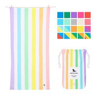 Dock & Bay Pastel Rainbow Striped Beach Towel - Unicorn Waves, Large (160x80cm, 63x31) - Quick Dry Towel, Compact & Lightweight, Rainbow Flags