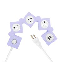 iHome Multi-Charge Swivel Power Strip with Three Outlets and Two USB Ports, 1200-Joule Surge Protection, Pastel Purple