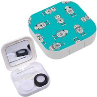 Portable Contact Lens Case Box Travel Kit Mirror + Bottle + Tweezers Container Holder [ Cute Robot Cartoon ]