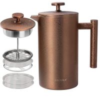 Secura French Press Coffee Maker, 304 Grade Stainless Steel Insulated Coffee Press with 2 Extra Screens, 34oz (1 Litre), Coffee