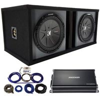 Kicker 40CWR102 CompR 10" Subwoofers, Paintable Sub Box, 43CXA12001 Amp & Kit