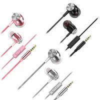 homEdge 3 Packs in-Ear Metal Jacket Earphone with Mic and Remote Control, 3.5mm Wired Metal Case Earbuds Headset Headphone for Smartphone Desktop Laptop MP3 Walkman(Black+White+Rose Gold)