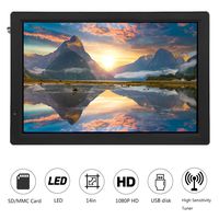 ASHATA Portable Digital Television,14" 1080P HD Digital Television ATSC Portable T,HDMI Video Player for Home Car,with USB Port, SD/MMC Card Slot,Play U Disk Drive Content,110-220V US